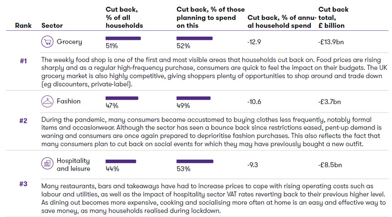 Fig 9. Cut Back Economy by sector retail economics