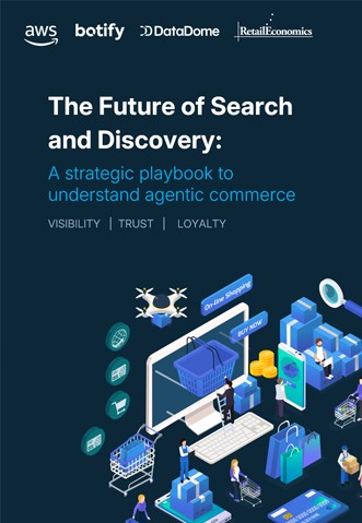 The future of search and discovery report cover by Retail Economics in partnership with AWS, Botify and DataDome