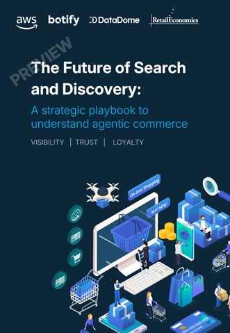 The future of search and discovery report cover by Retail Economics in partnership with AWS, Botify and DataDome